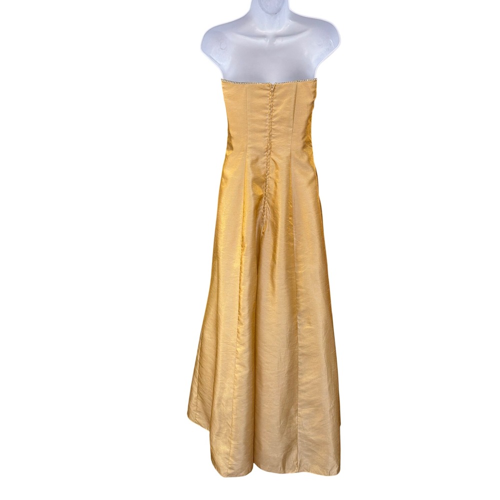 Vintage Y2K Jump Apparel Co Strapless Gown Gold Glam Prom Formal - Picture 5 of 6